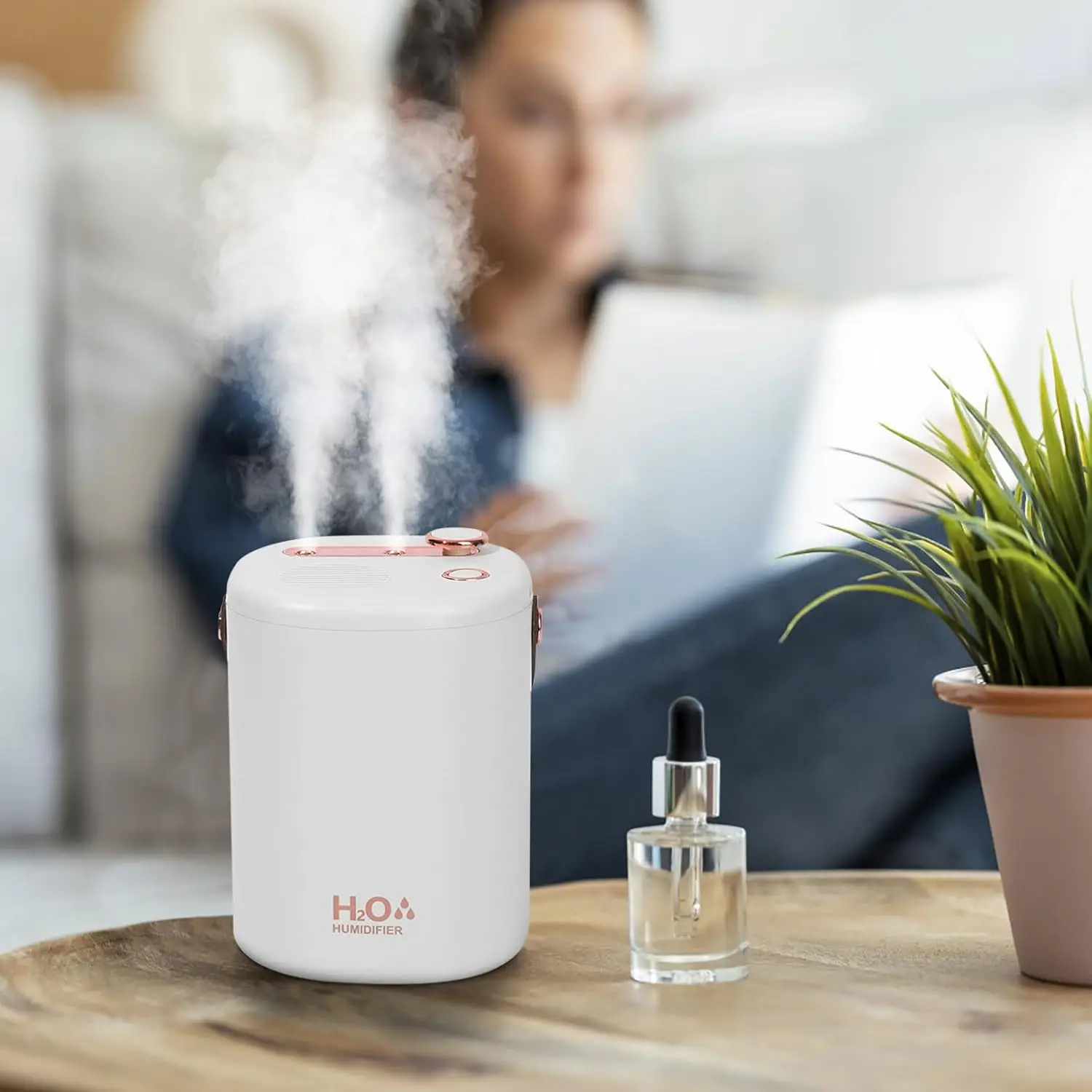 Мини-увлажнитель, новый домашний увлажнитель, увлажнитель с 2 распылями большой емкости, емкость резервуара для воды, 2000 мл, увлажнители для спальни