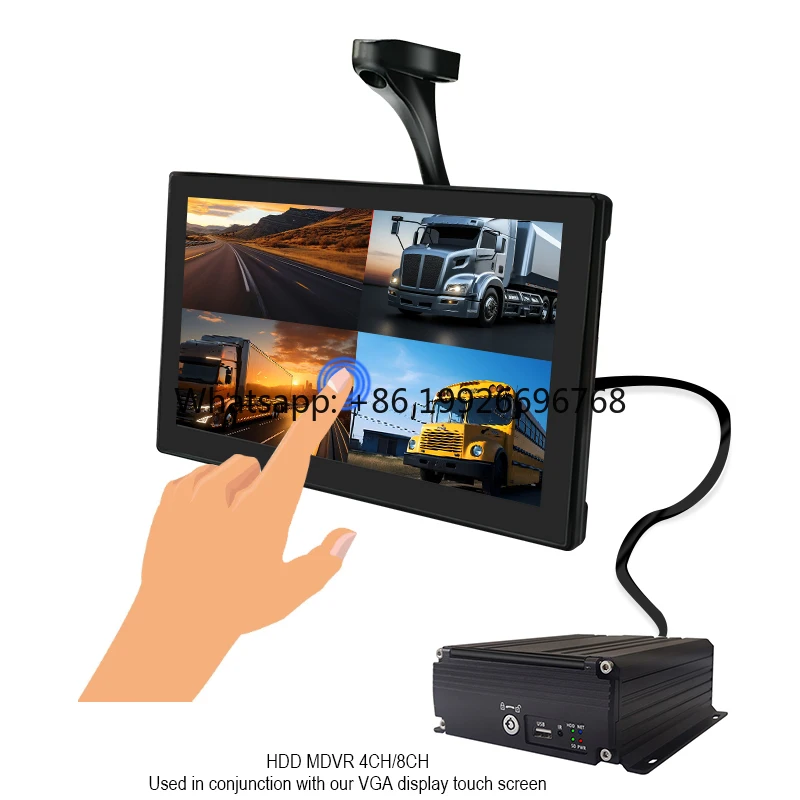 

10.1inch IPS Touch Screen Monitor 2ch Video Input Portable Dashboard Roof Wall Mountable Mobile DVR Remote Control Truck Monitor