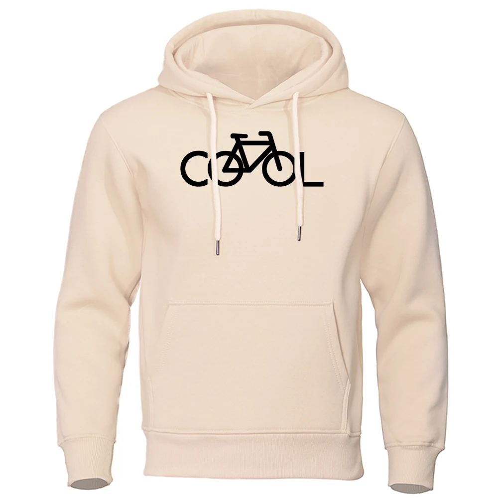 Cool Font Bicycle Simple Stroke Design Printed Hoody Men'S Crewneck Casual Sweatshirt Autumn Loose Hooded Fleece Warm Tops