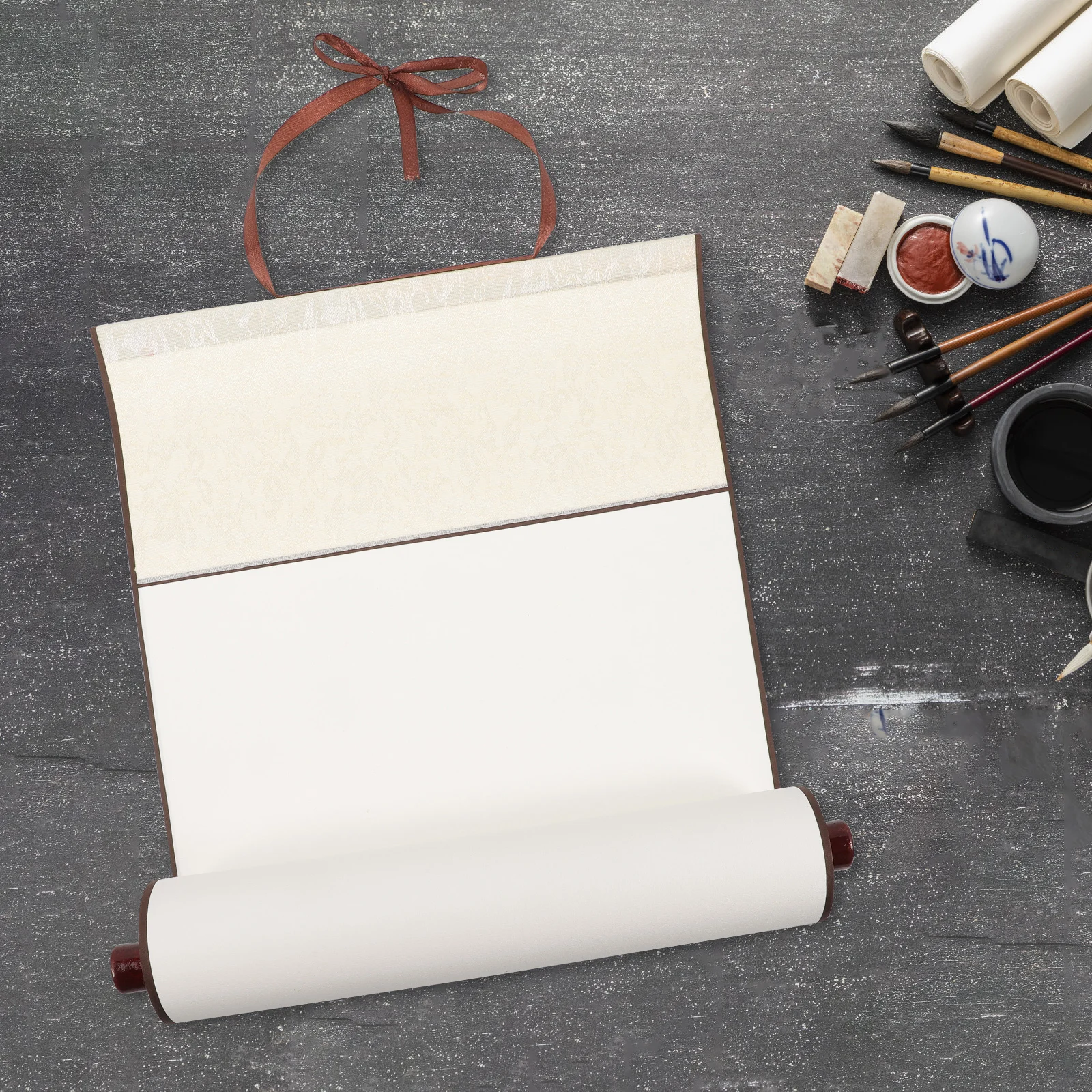 Chinese Calligraphy Paper Blank Scroll 30x45cm Core 30x70cm Overall Rice Paper for Painting Supplies Drawing Home