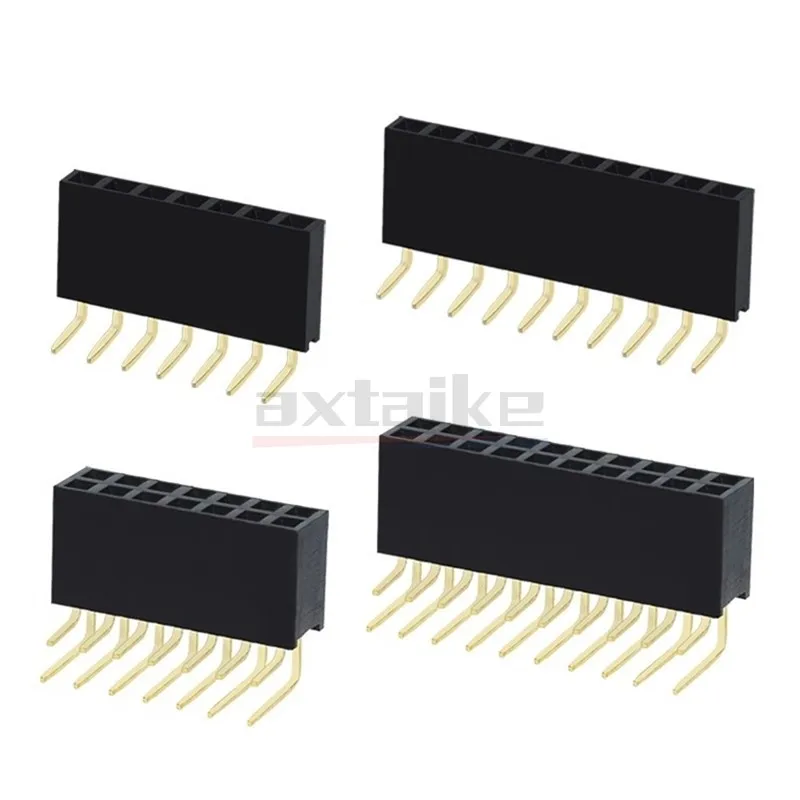 女性用コネクタ,20個セット,2.54mm,pcb,2p,3,4,5,6,7,8,9,10,12,14,15,16,20または40ピン,個別二列ジャム