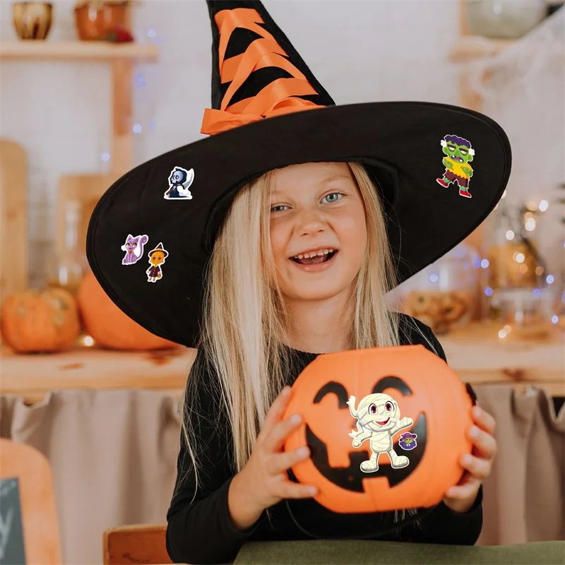 Creative Make Your Own Ghost Pumpkin Witch Make A Face Stickers Halloween Gifts for Kids Fun Mixed & Matched Puzzle Stickers Toy