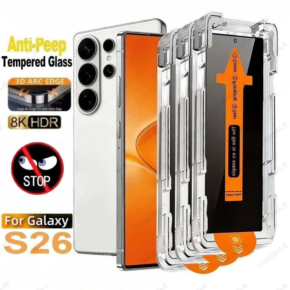

3Pcs Anti Spy Screen Protector for Samsung Galaxy S26 S25 S24 Ultra S23 S22 S21 Plus S26 S25 Edge One Click Installation Glass
