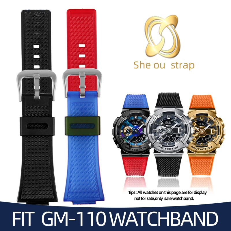16mm Black Orange Transparent white Silica Gel Watch Strap For Casio G-SHOCK  GM-110  Watch Band Rubber  Convex joint - view 2
