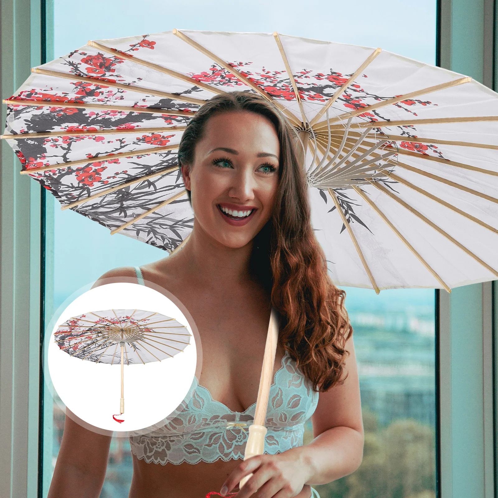 

Handmade Oil Paper Umbrella Vintage Japanese Decorative Umbrella Party Photo Props Wedding Festival Decor