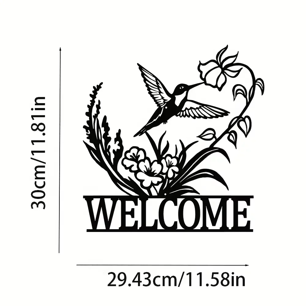 Indoor and Outdoor Minimalist Metal Wall Decorations Owl Butterfly Hummingbird Welcome Signs