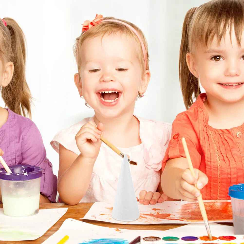 

20Pcs White Solid Foam Cones Polystyrene DIY Craft Xmas Tree Decorations Childrens Creativity Fine Motor Skills 11Cm