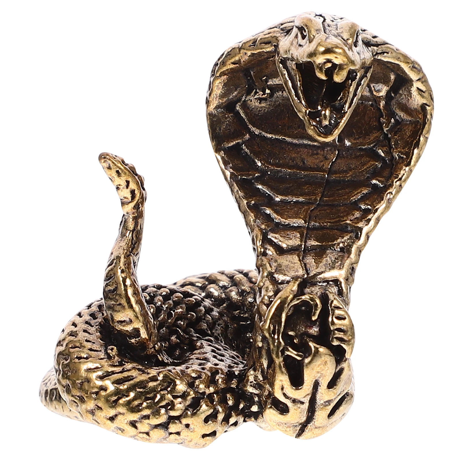 

1pc Brass Snake Statue Creative Cobra Sculpture Desktop Pendant Bag Charm 3D Realistic Design Wine Cabinet Tea Table Decorative