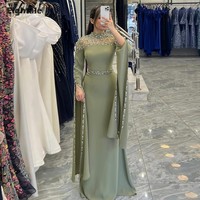 Eightale Arabic Evening Dresses for Wedding Party Luxury High Neck Crystals Customized Chiffon Burgundy Mermaid Prom Gowns