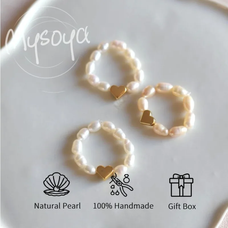 

Кольцо MYSOYA с белым пресноводным жемчугом 3-4 мм, украшение в форме сердца с подарочной коробкой для подарка на день рождения/свадьбу/юбилей