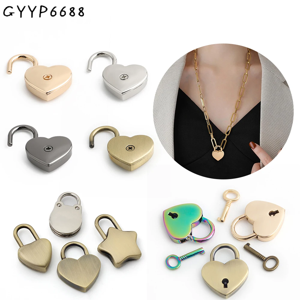 5/10/20PCS 34x25mm,39x30mm Heart Shape Vintage Metal Mini Padlock For Bag Bracelet Travel Suitcase Luggage Box Key Lock With Key