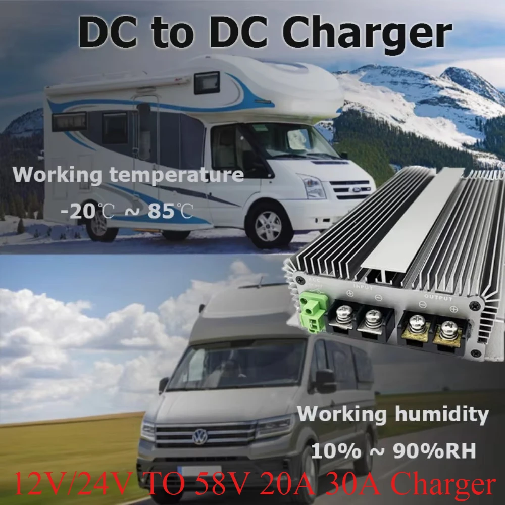

12V/24V TO 58V 48V 20A 30A Lifepo4 Lithium Battery Charger boost step up module converter 24 Volt to 48 Volt for automotives CE