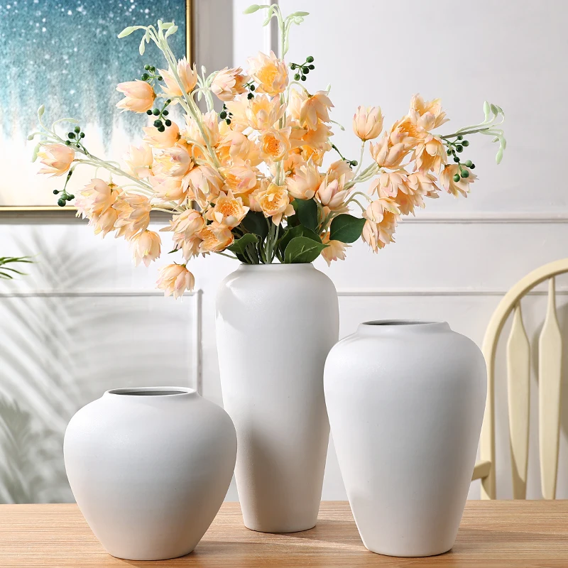 Jingdezhen ceramic vase ornament living room flower arrangement new Chinese water-raised flowers pottery