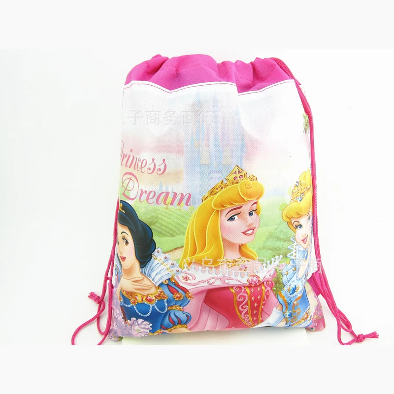 Disney Princess Anime Drawstring Bag Backpacks Cartoon Princess Children Party Gift Bag Kids Travel Backpack Shopping Bag