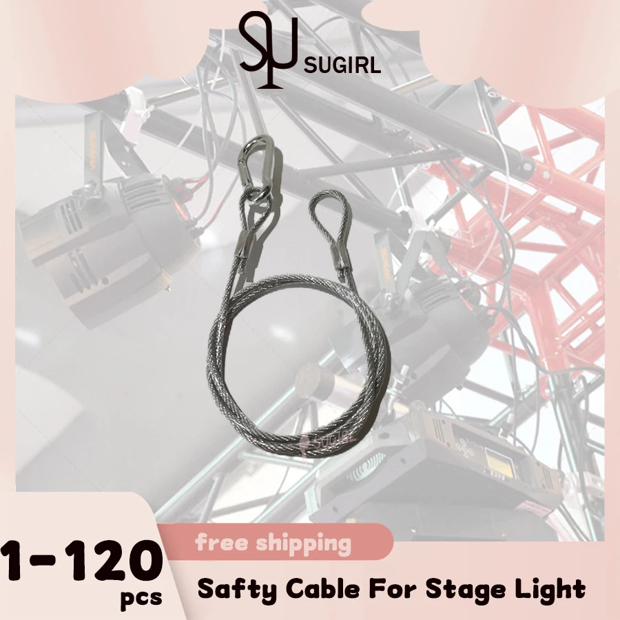 1-120 Cables For Stainless Steel Dj Lights Safty Wire Cable 70cm Length 3mm Thickness Safety Rope With Looped Ends