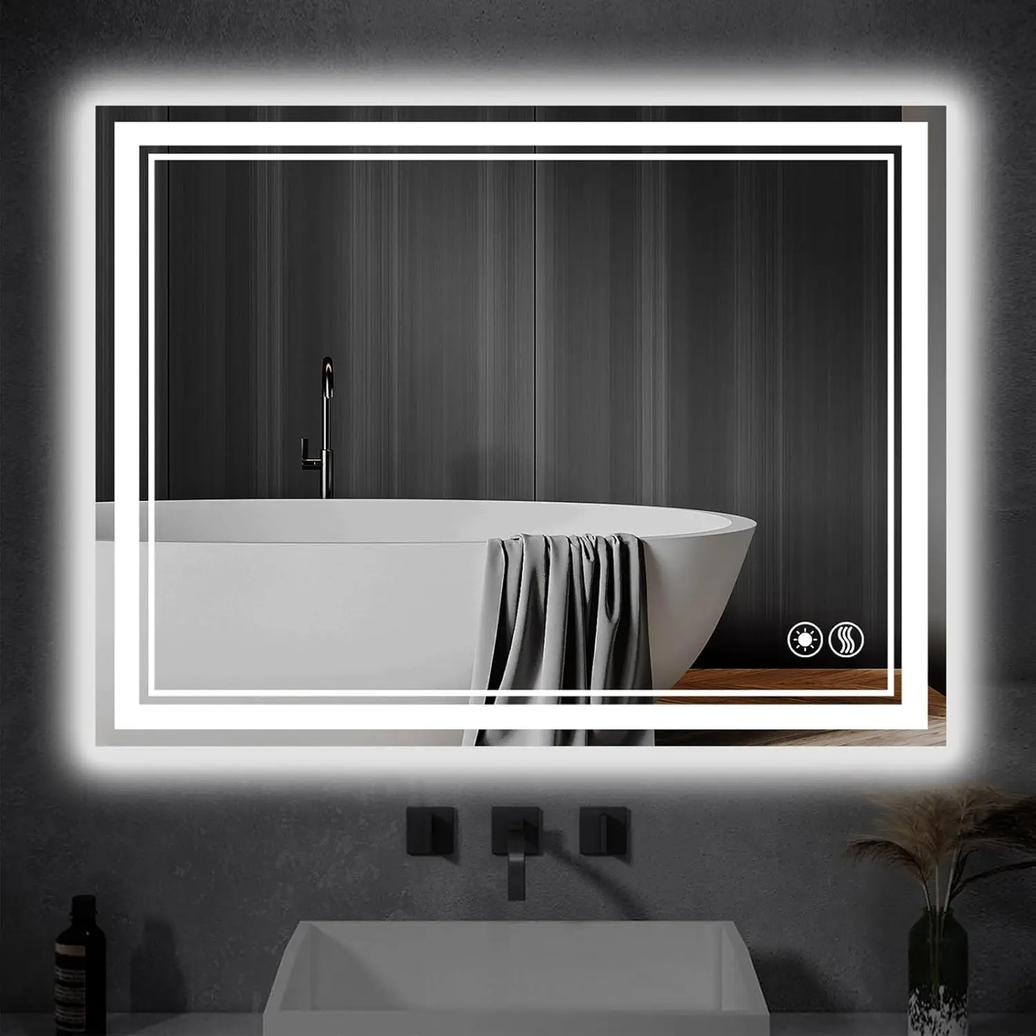 

24x36 Inch LED Bathroom Mirror with Anti-Fog, Dimmable Lights, and Memory Function - ETL Listed