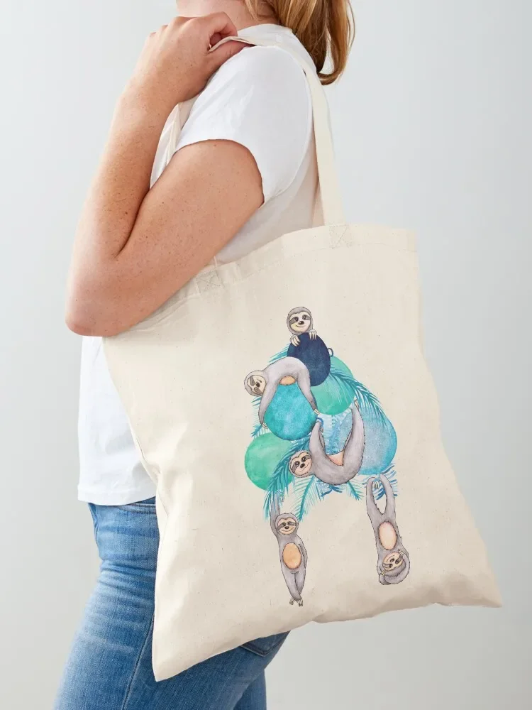 

Tropical Christmas Sloth Party Tote Bag tote bags men Canvas stote bag personalized tote bag Shopper