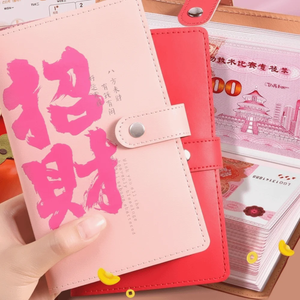 Budget Plan Binder Cash Organizer Waterproof PU Fixed Deposit Book Cash Management Large Capacity Savings Challenge Binder