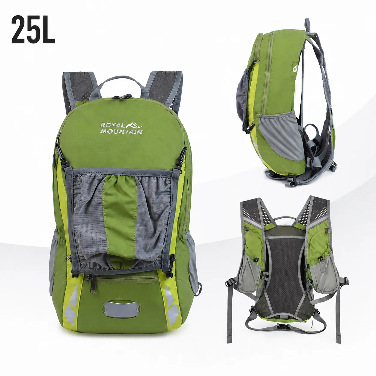 25L Cycling Hiking Backpack Lightweight Nylon Rucksack with Breathable Suspended Back System for Trekking Travel Outdoor Sports