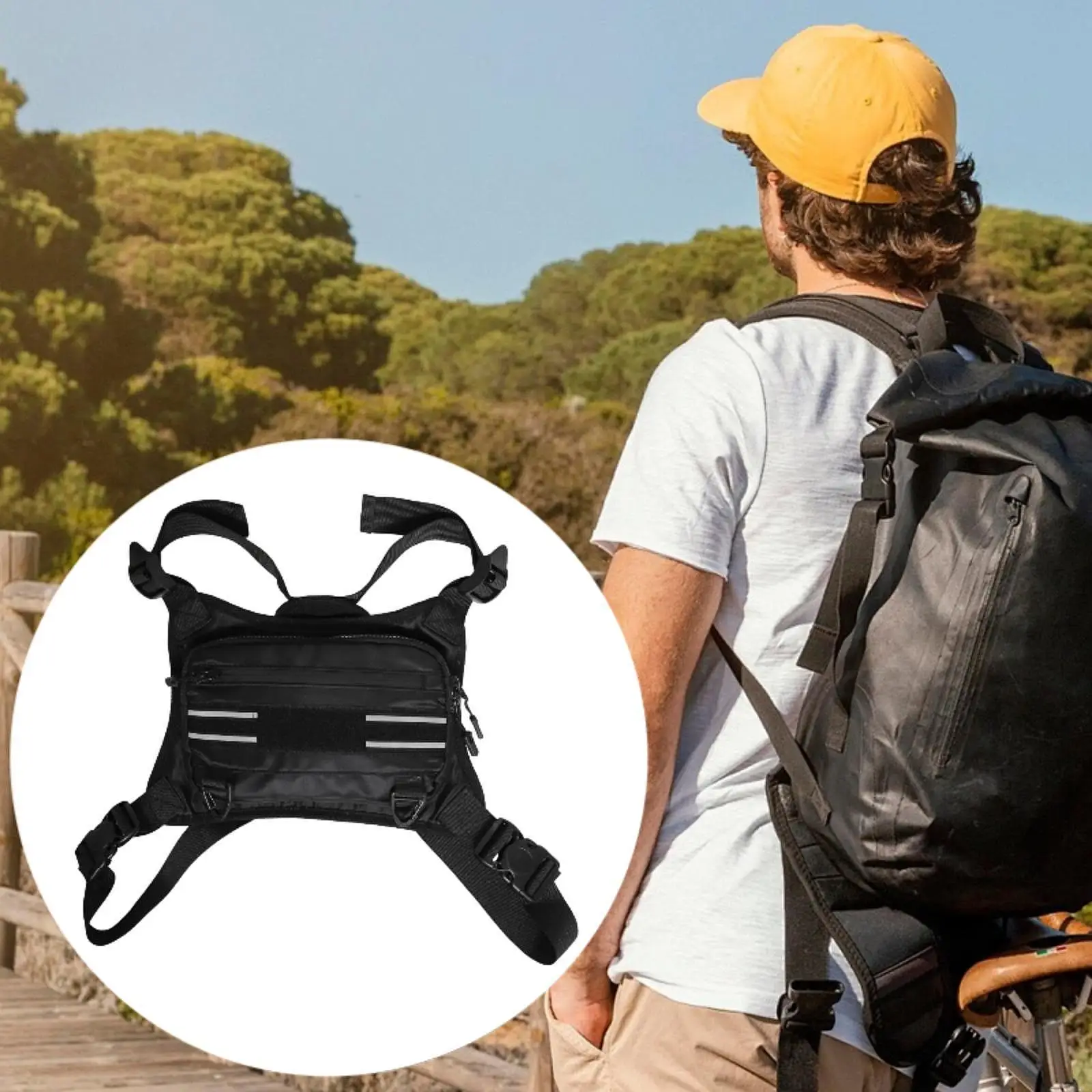 Multi Compartment Chest Pack for Men Women Oxford Cloth Utility Sport Hiking Fishing