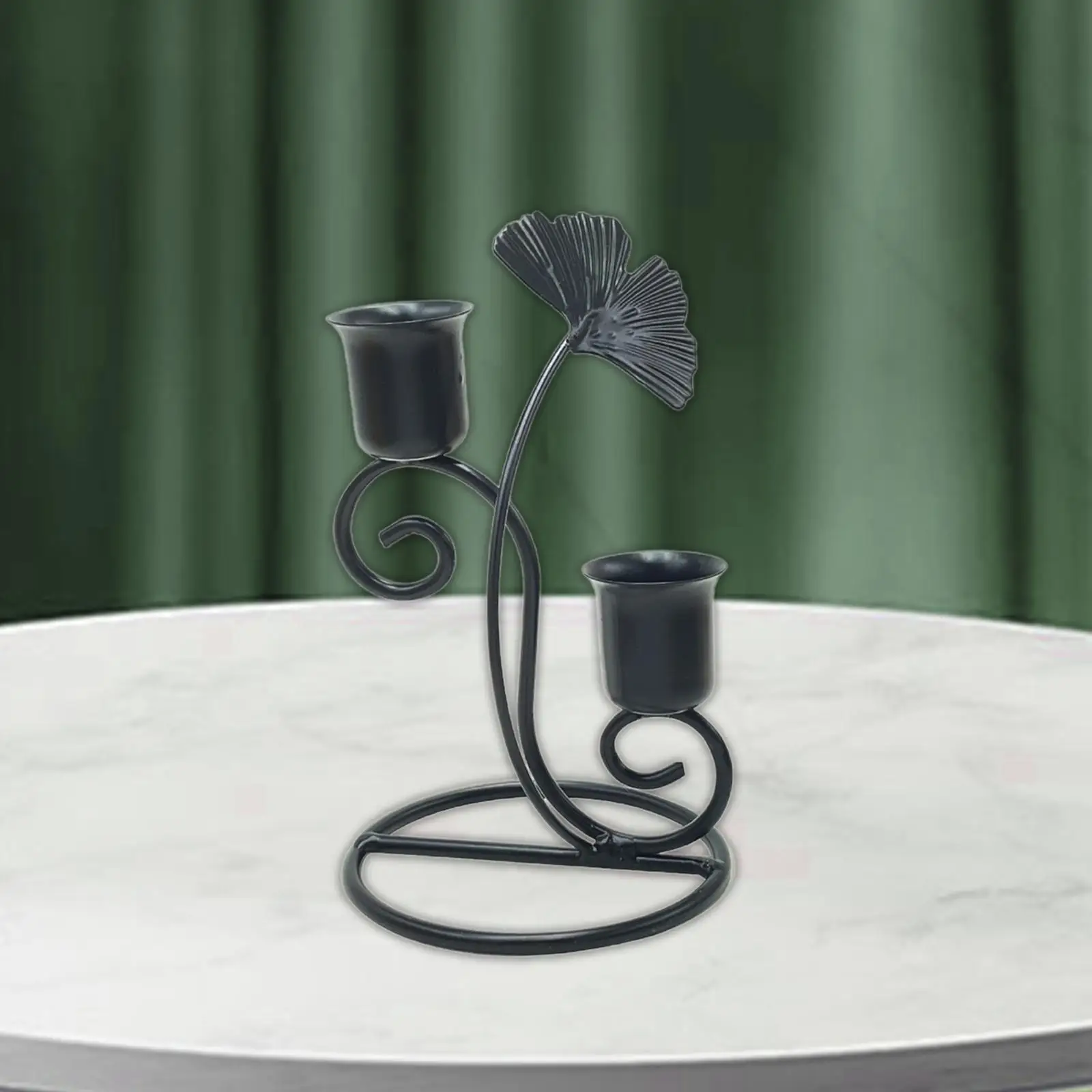 Taper Candle Holder Ginkgo Leaf Double Head Gift Candles Stand for Hotel Farmhouse Anniversary Dining Room Fireplace Decoration