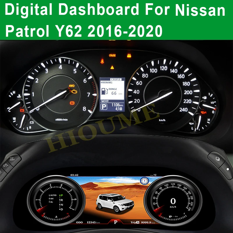 Linux Car Dashboard Instrument Display Screen For Nissan Patrol Y62 2016 - 2019 Multimedia Player Digital Panel