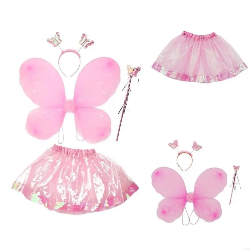 

B95F Performance Dress Costume Wing Sparkles Butterfly Angel Wing Party-Favor Halloween Dressing Up Cosplays for Womens Girl