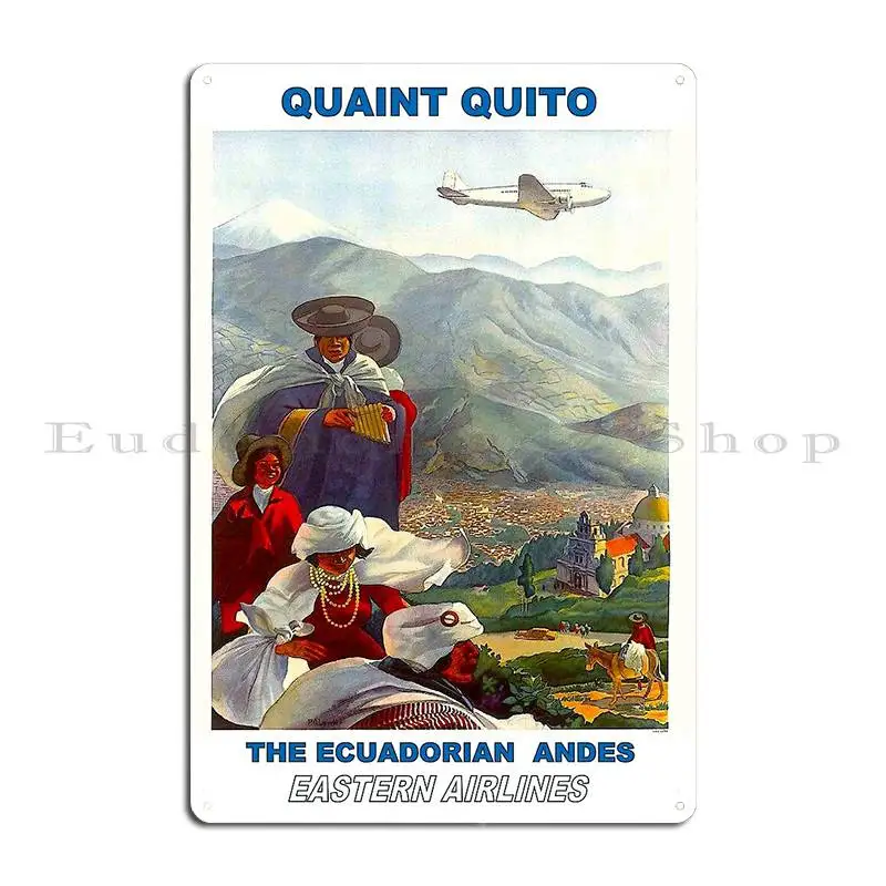 Eastern Airlines Fly To The Ecuadorian Andes Print Metal Sign Poster Create Designing Printed Kitchen Tin Sign Poster