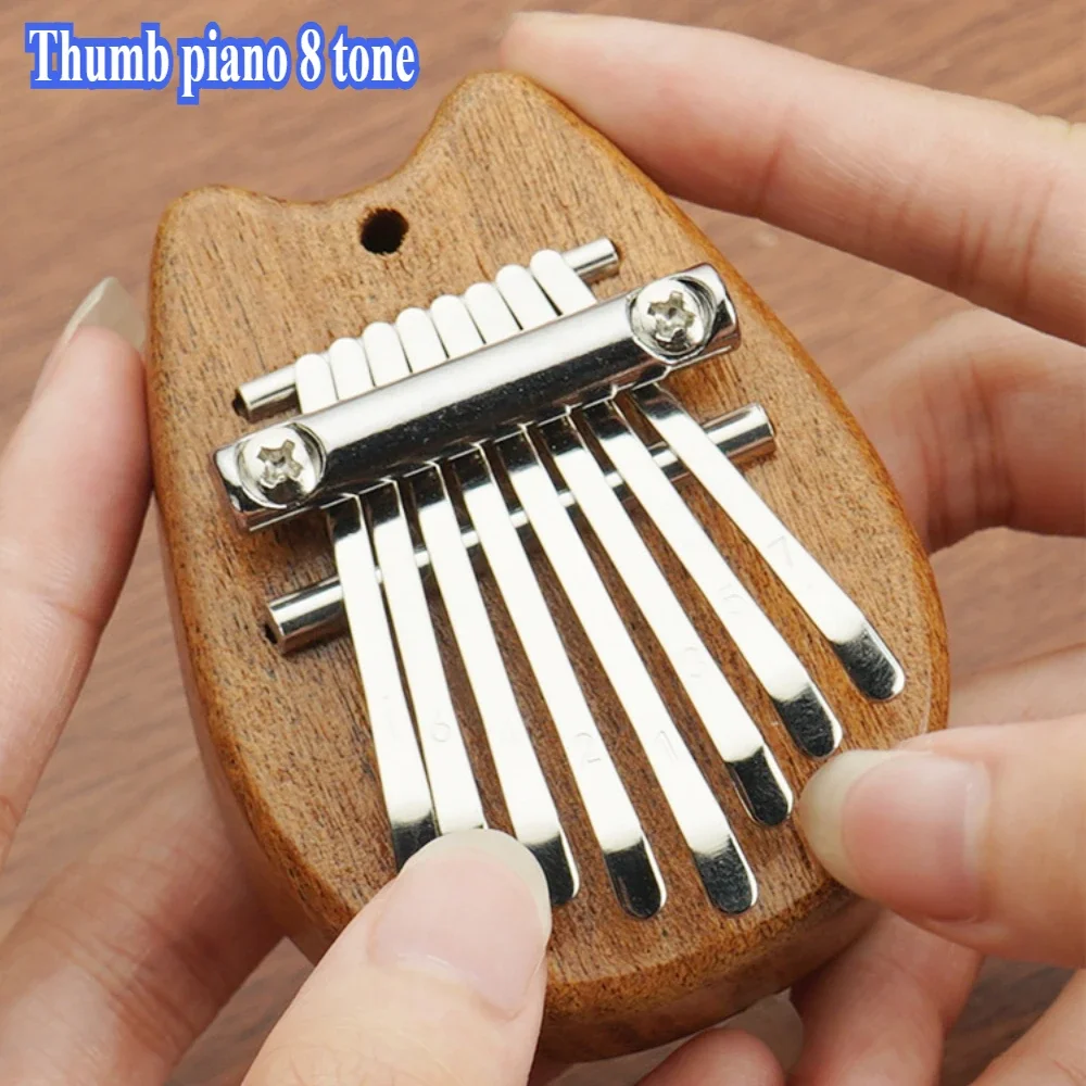 Mini Wooden Kalimba With 8 Keys Wooden Musical Box Gift Pendant Christmas Gifts Exquisite High Quality Thumb Piano Music Box Diy