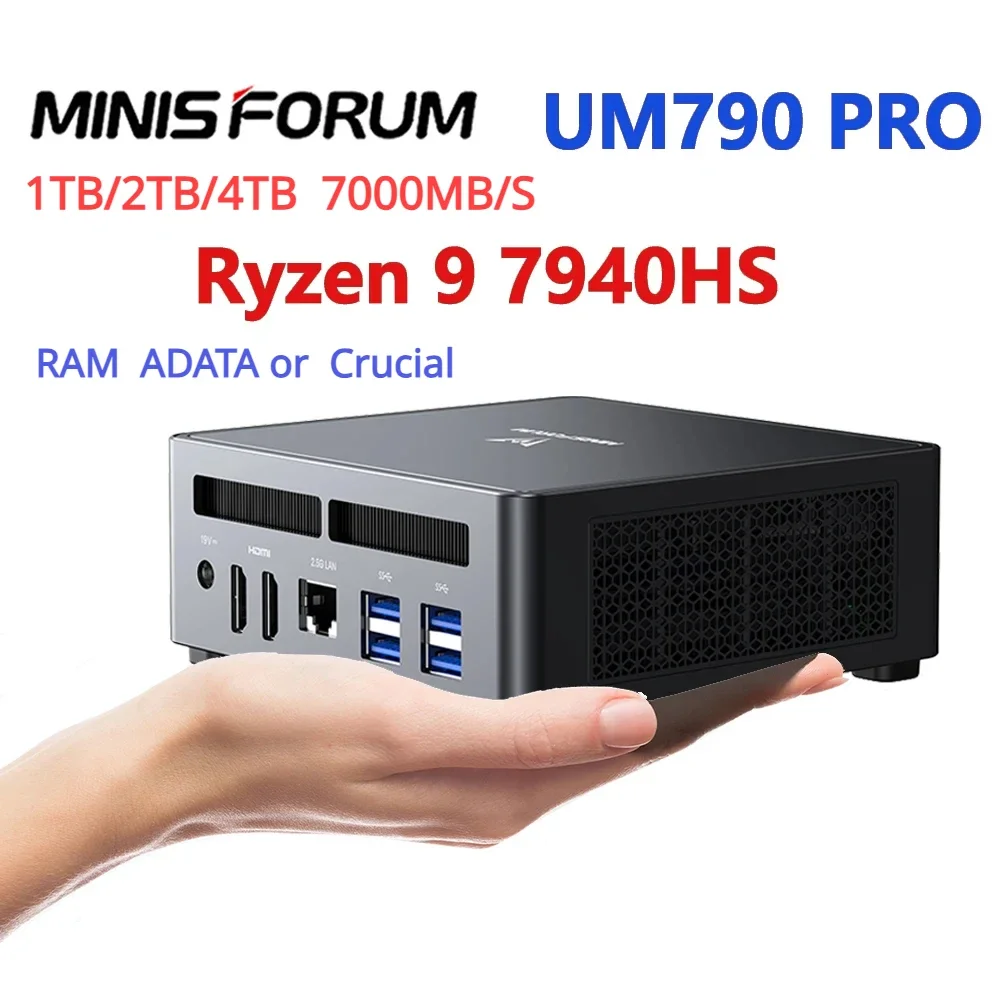 MINISFORUM UM790 Pro Ryzen 9 7940HS Gamer Mini PC Window 11 DDR5 16GB 500GB WiFi6E BT5.2 USB4.0 سطح المكتب جهاز كمبيوتر صغير ألعاب الكمبيوتر