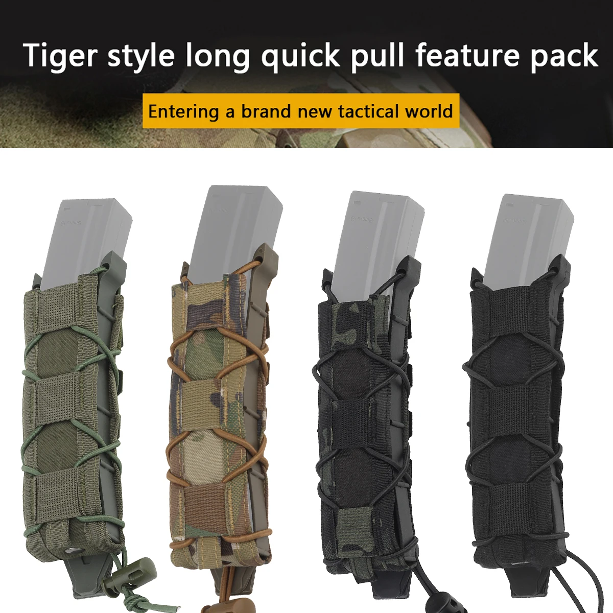 

Tactical Polymer Side Panel Fits Airsoft MP5/MP7/.45 Long Single MOLLE/PALS Malice Clip Shock Cord Open Pistol Magazine Pouch