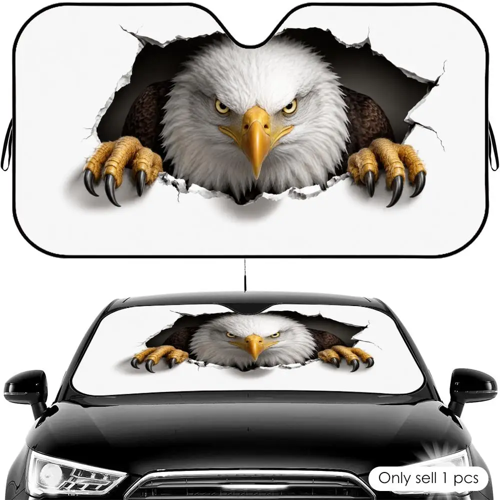 

Animal Bear Peeking Through Wall Sun Visor Car Front Windshield Shade UV Block Heat Shield Foldable Universal Fit Cover