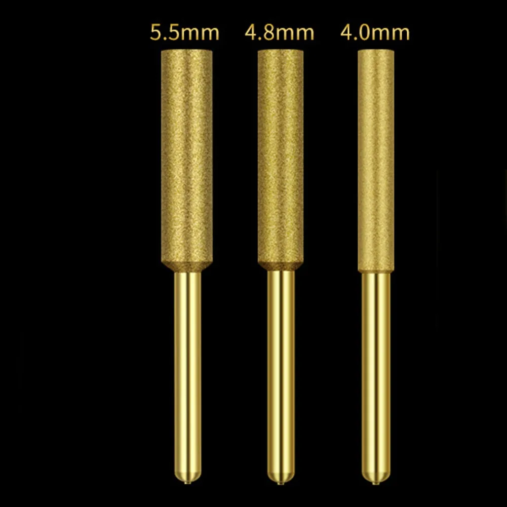 6pcs Diamond Coated Cylindrical Burr 4 4.8 5.5mm for chainsaw Sharpener Stone File Chain Saw Sharpening Carving Grinding Head