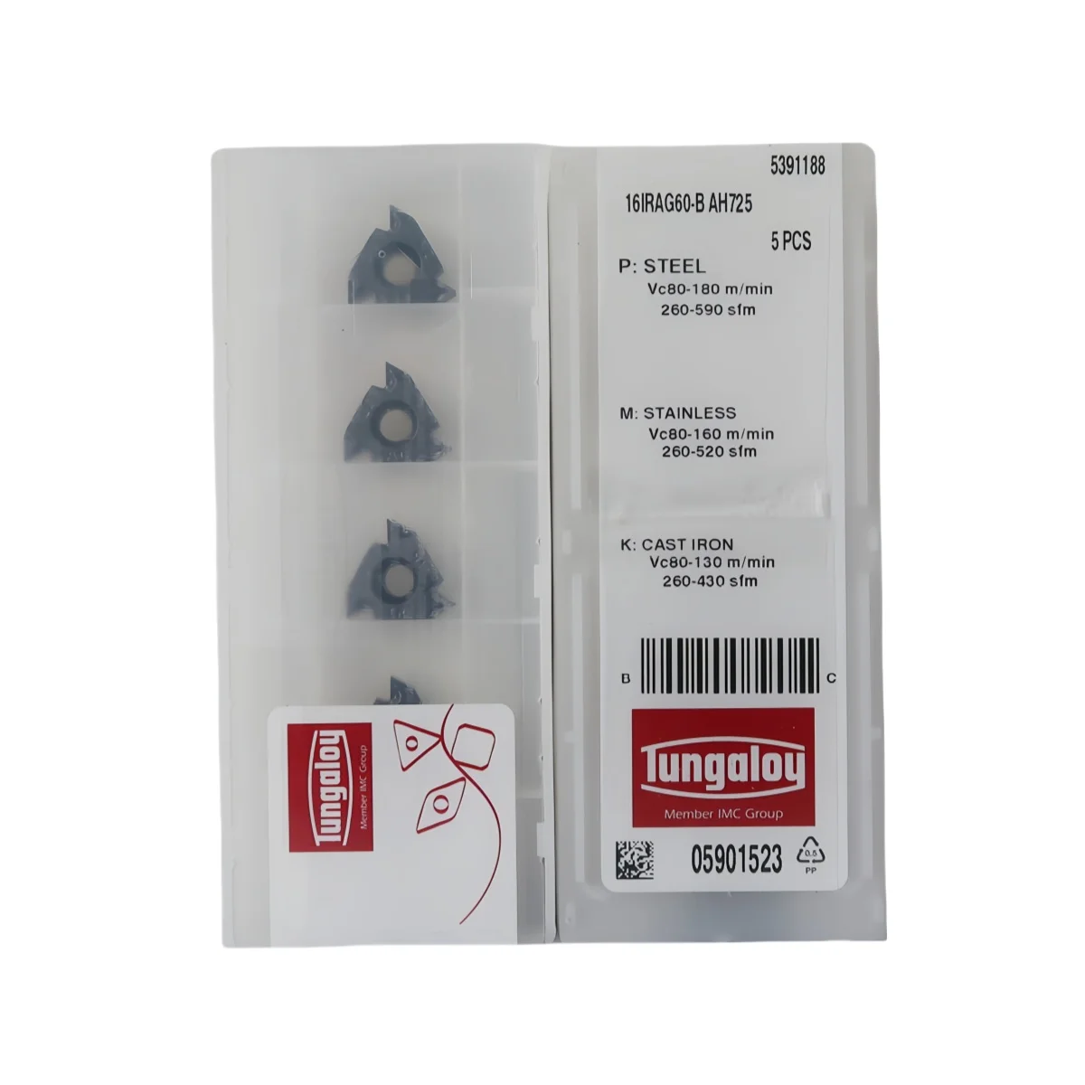 Tungaloy Original 16IRAG60-B AH725 Carbide Internal Threading Insert CNC Lathe Blade