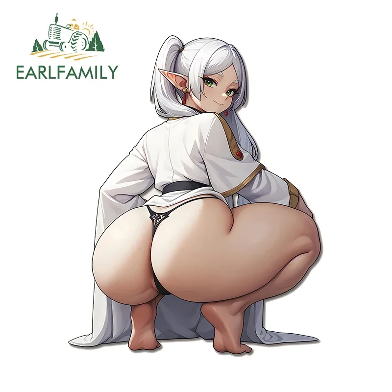 EARLFAMILY 13cm X 10.3cm For Frieren Sexy G String Thicc Butt Ass Underwear Car Stickers Sunscreen Vinyl Car Wrap Decals Cute