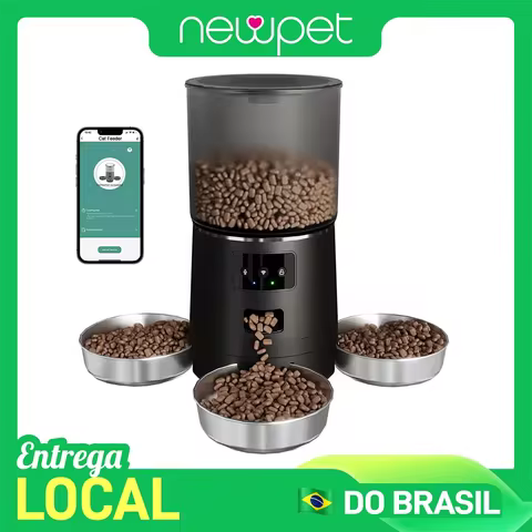 Newpet Alimentador temporizado para gatos APP inteligente Alimentador para gatos em aço inoxidável Três Meal Pet Food Dispensador automático de alimentação remota para gatos e cães