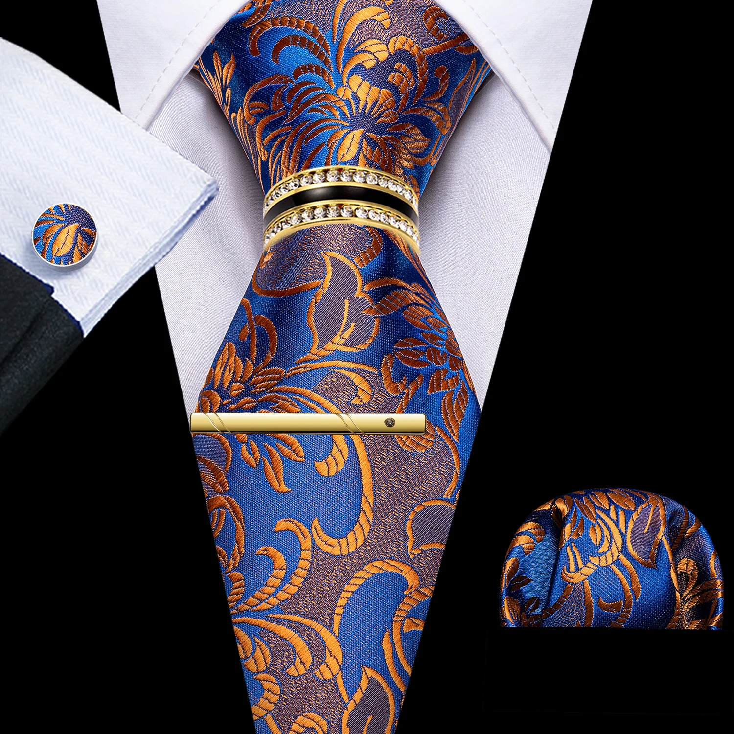 gravata-masculina-coral-rosa-azul-marinho-lacos-floral-jacquard-gravata-lenco-abotoaduras-anel-clipe-gravata-conjunto-festa-de-casamento