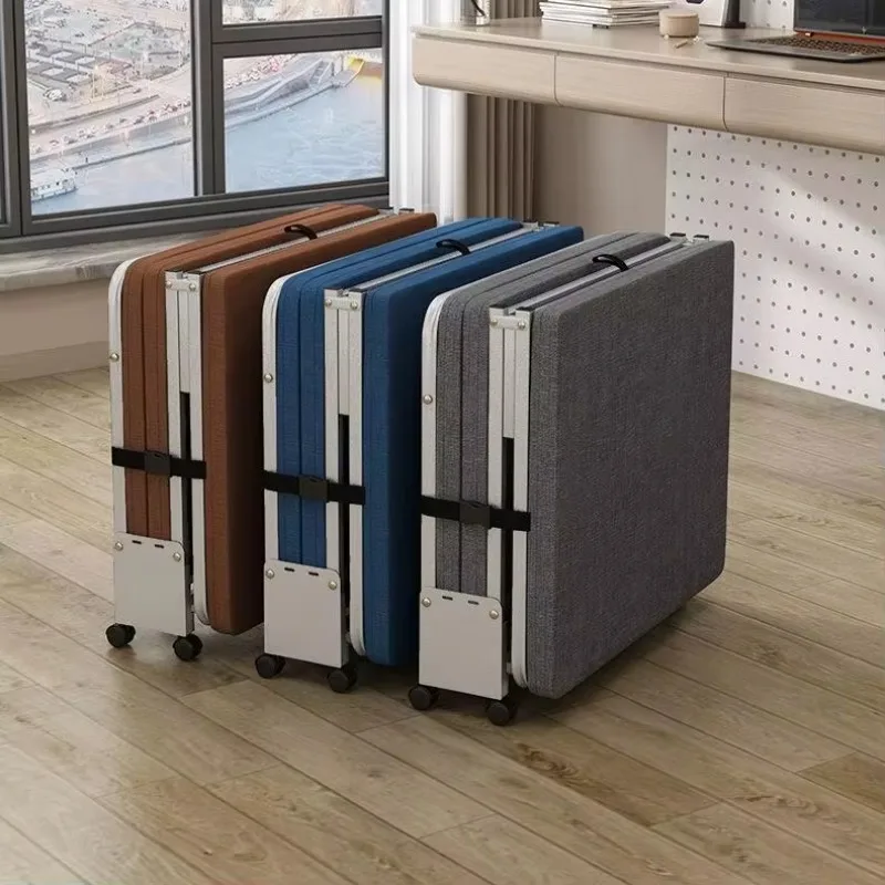 Office Folding Single Bed Metal Frame Camping Adjustable Portable Folding Bed Hardboard Tri-folding Beds With Mattress