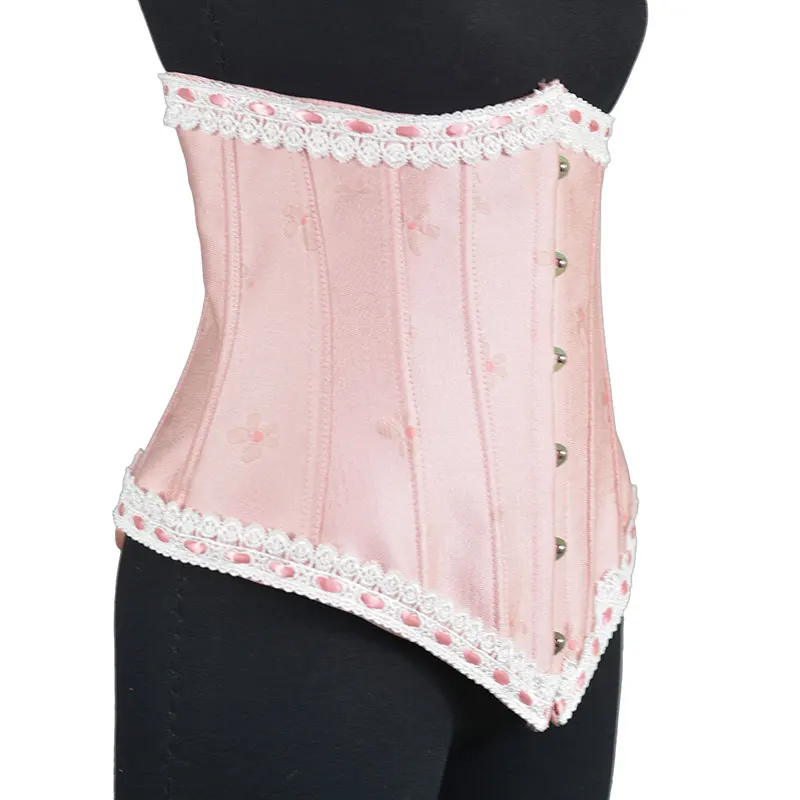 Vintage pink embroidery Female Underbust Corset Wide Belt Women Slimming Waistband Elastic Corsets Body Shaper Dress Girdle