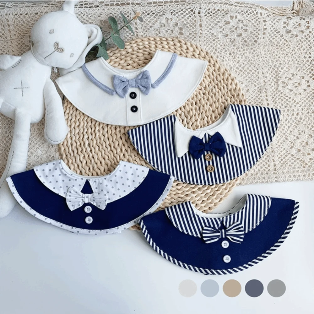 

Nordic Type Cotton Baby Bib Newborn Baby Cute Saliva Towel Gentleman Bow Tie Bibs Wild Fake Collar Waterproof Pocket