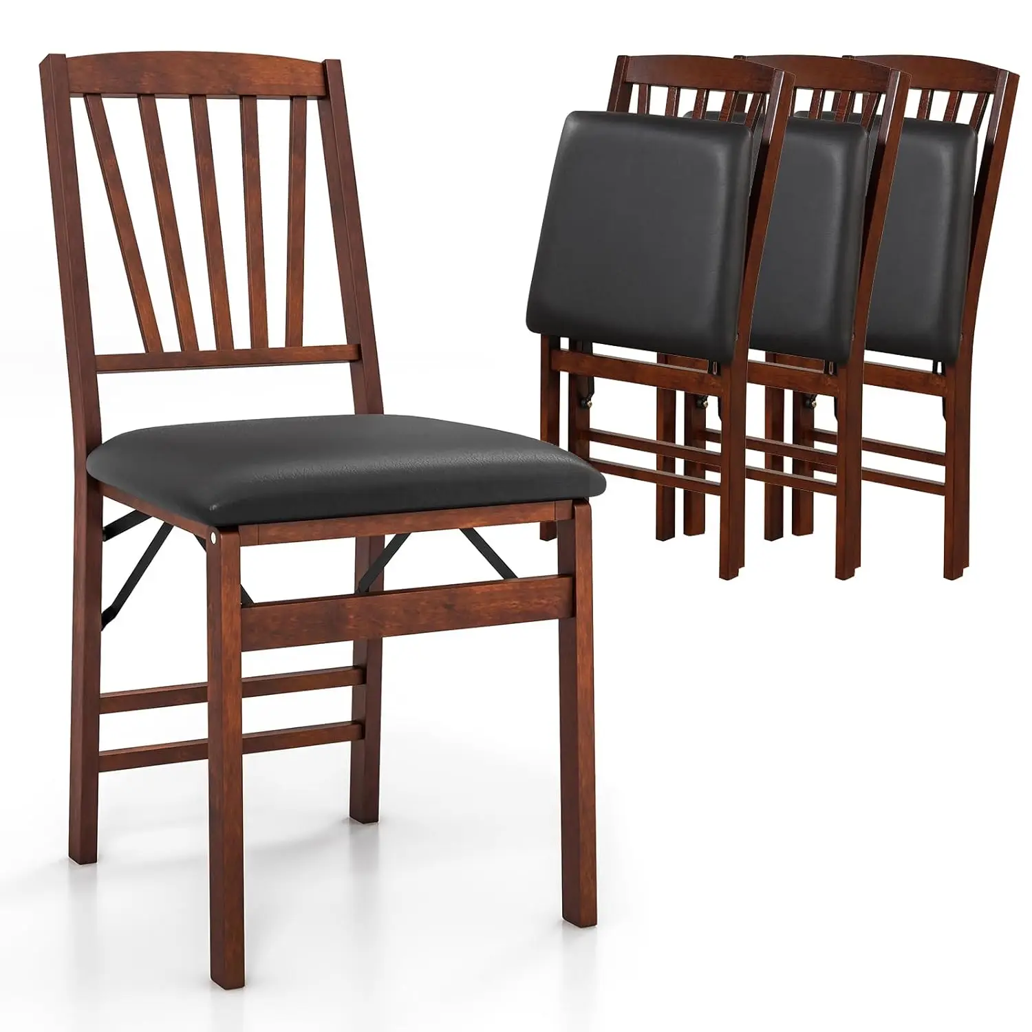 

Folding Dining Chairs Set of 4 Padded Seat Solid Wood Frame 400 LBS Foldable Kitchen Dining Living Room Custom