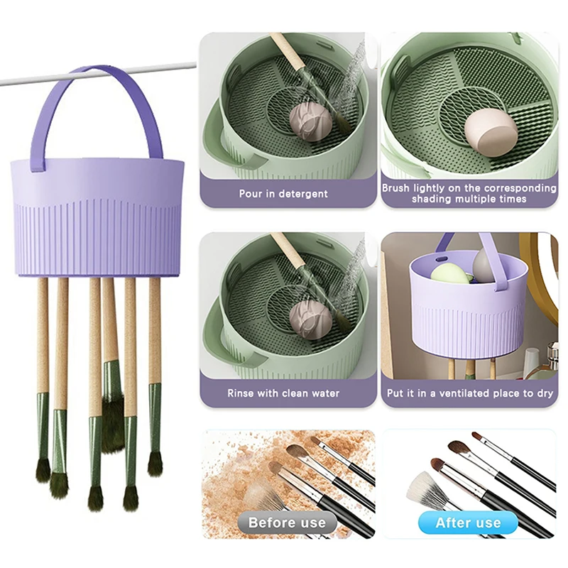 

3 In1 Makeup Brush Cleaning Drying Silicone Bowl Beauty Egg Sponge Powder Puff Washing Scrub Mat Cosmetics Cleaner Holder