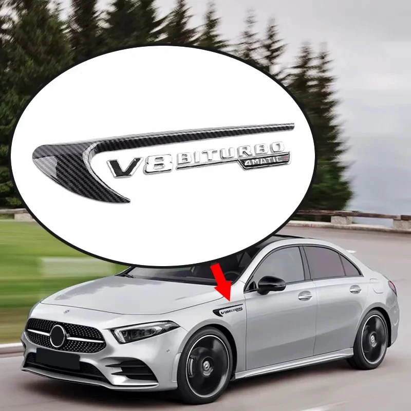 Эмблема на крыло автомобиля, значок V8 BITURBO 4MATIC + для Mercedes Benz W220 W201 W222 W204 W176 W124 W212 W213 W177, универсальные аксессуары