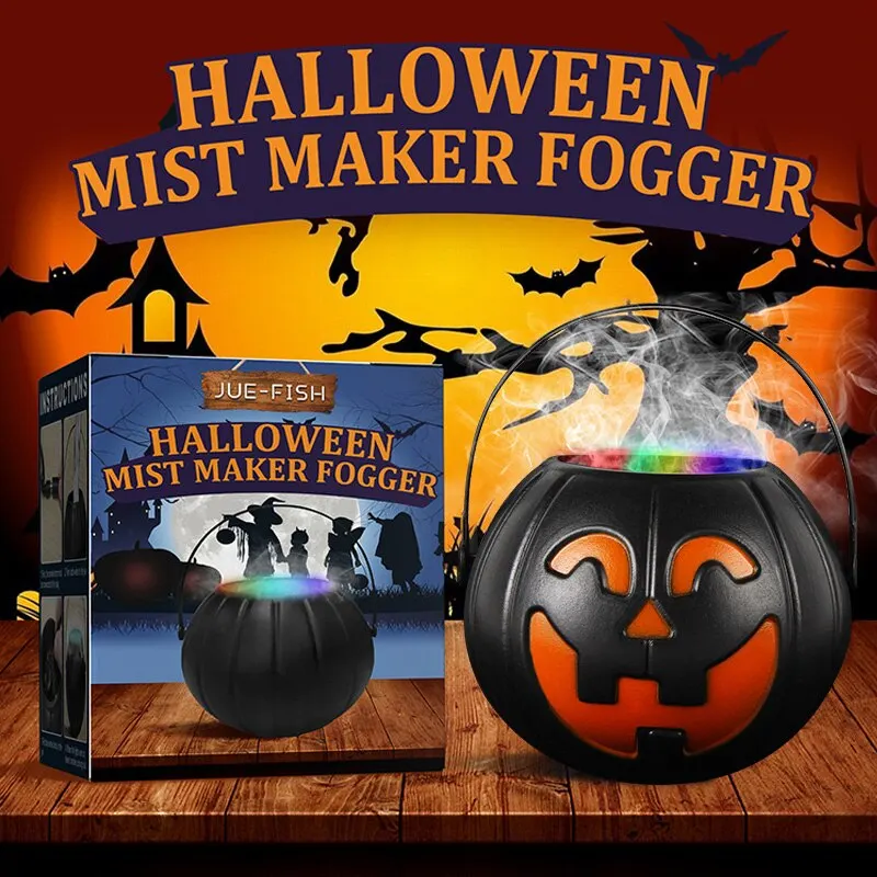 Jue Fish Halloween Witch Canister Atomizer Light Flame Color Change Holiday Atmosphere Scene Layout DIY
