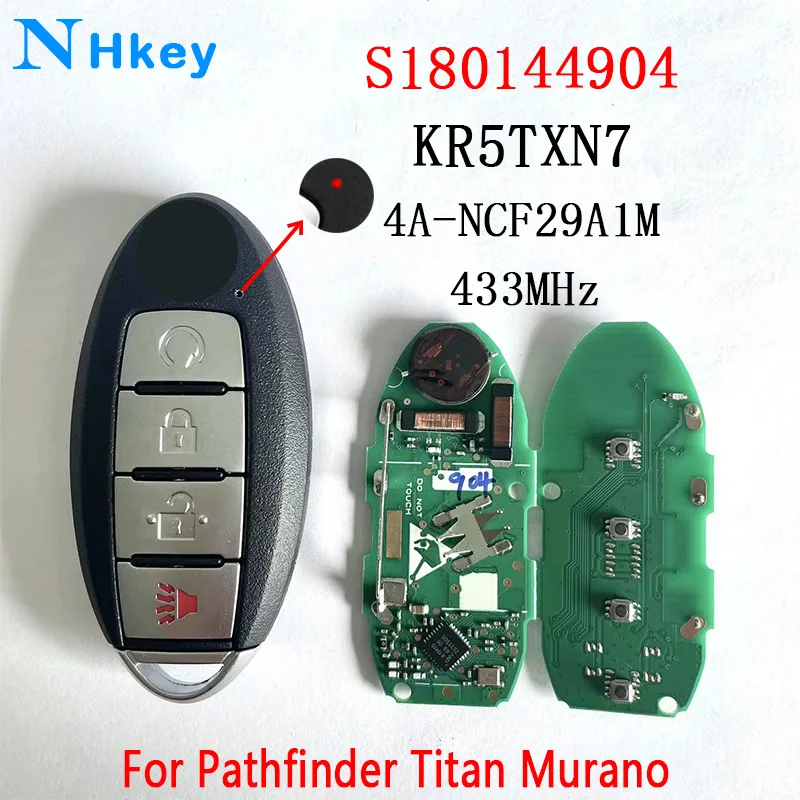 NHkey Original 4A Chip 433MHz S180144904 FCC ID: KR5TXN7 Keyless Smart Remote Key Fob  for Nissan Pathfinder Titan Murano ﻿