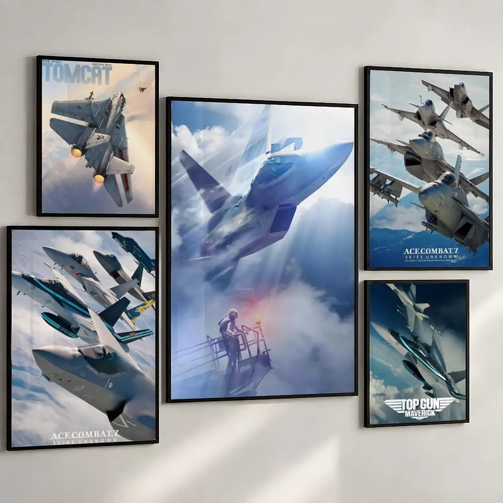 Game Ace Combat Flight Simulator Jet Poster PP Wall Art Print Removable Water-Resistant Home Decor for Bedroom Apartment Gift