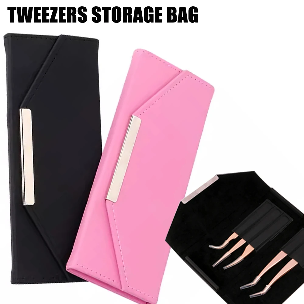 1pc Eyelashes Extension Tweezers Storage Bag Leather Portable Organizer Case False Eyelash Tool Organizer Lashes Accessories