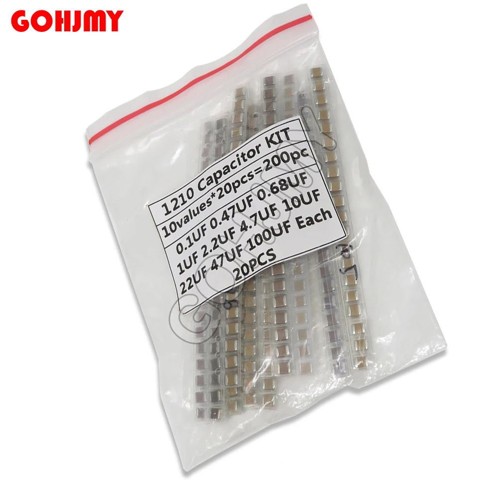 

10values*20PCS=200PCS ,1210 SMD Capacitor assorted KIT ,100nF~100uF Samples Kit electronic DIY kit