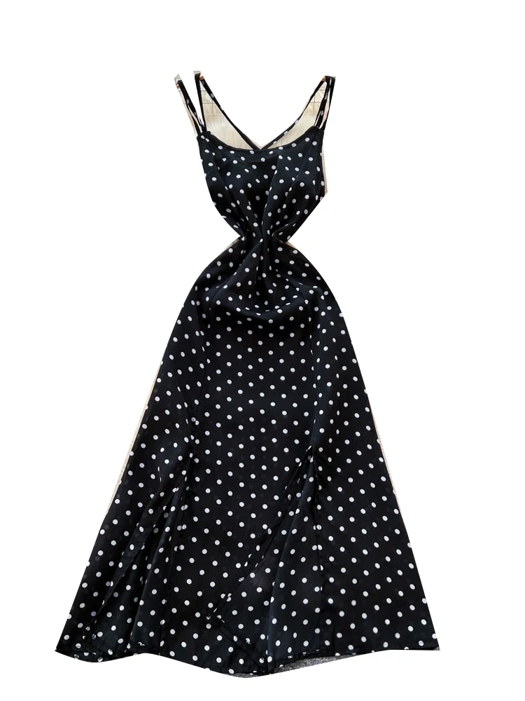 프렌치 슬레 오프숄더 깅엄 새틴 롱 드레스 여성 슬림 핏 하이 웨이스트 A라인 스커트 여름 시즌 출퇴근용