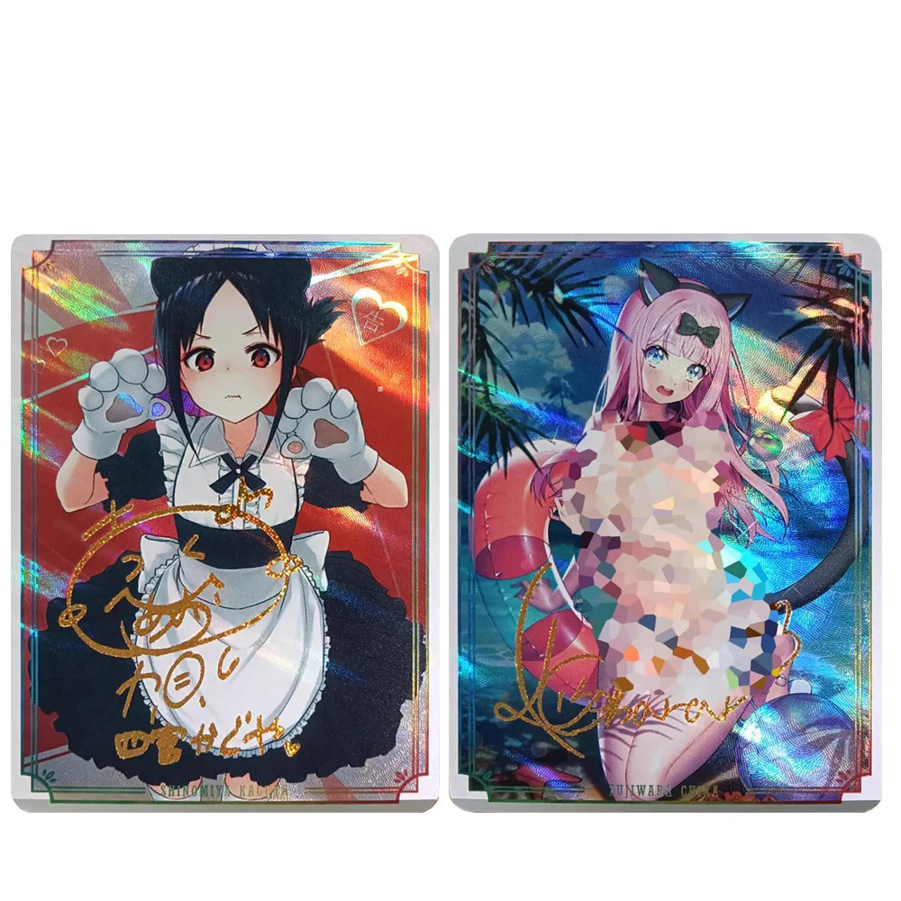 Kaguya-sama Love Is War DIY 2PCS Fujiwara Chika Shinomiya Kaguya Foil stamping signature collectible cards holiday gifts